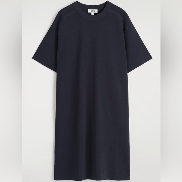 COS Dresses & Skirts - COS Knitted T-Shirt Dress in Navy Blue Size Large. NWT